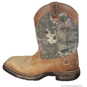 Rocky Waterproof Long Range Camo Western Brown Leather Boots Men's Sz 10M Wide 